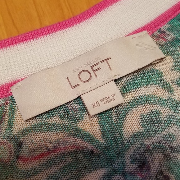 ANN TAYLOR LOFT | graphic button down cardigan - Picture 4 of 5